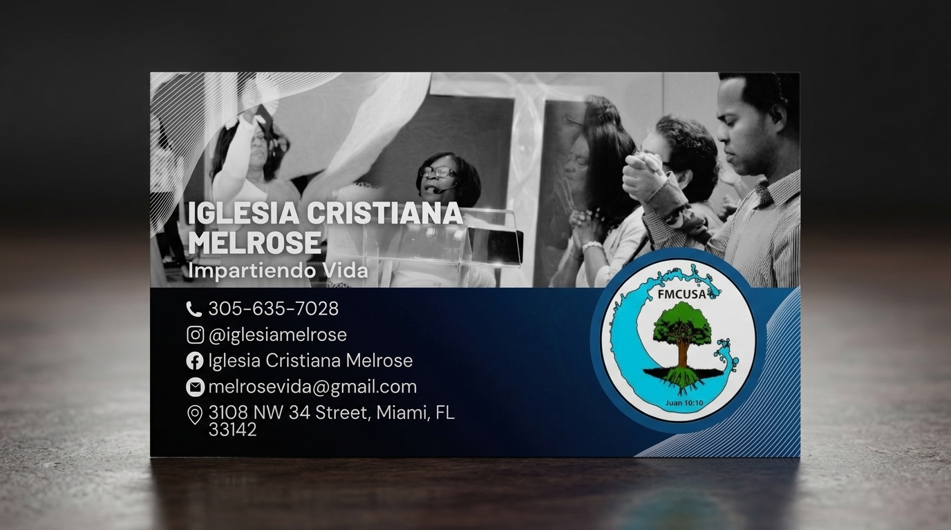 Iglesia Cristiana Melrose business card — front