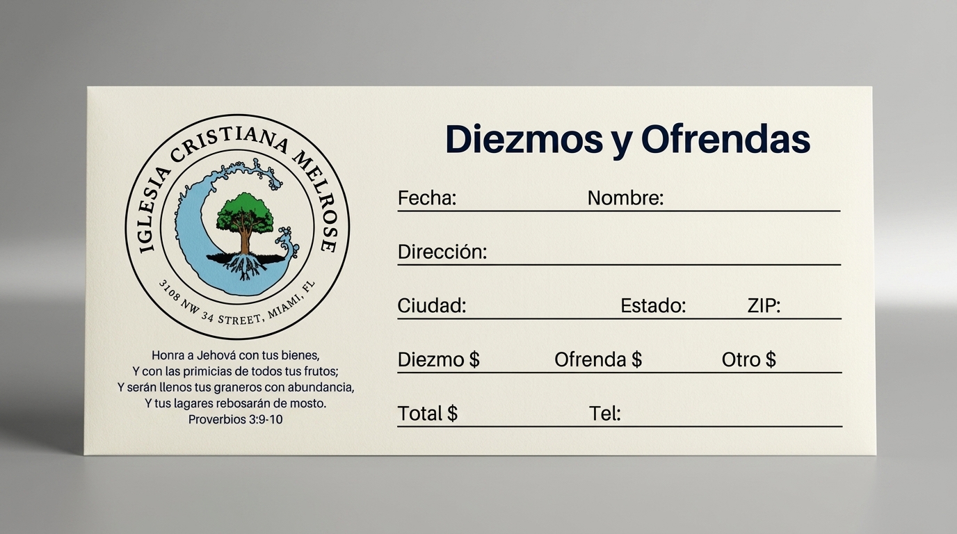 Diezmos y Ofrendas donation envelope design